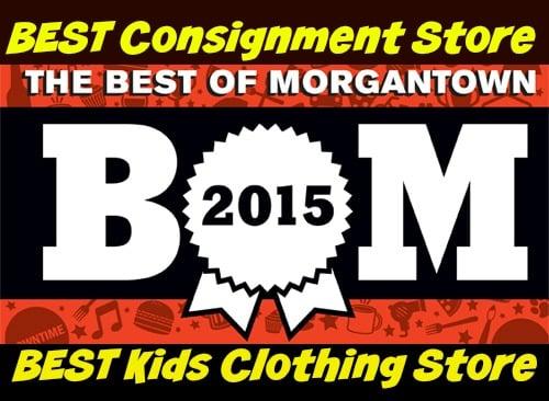 Awarded Best of Morgantown for BEST Consignment store and BEST Kids clothing store for 2015