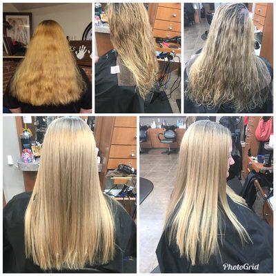 Before and after highlights and keratherapy treatment