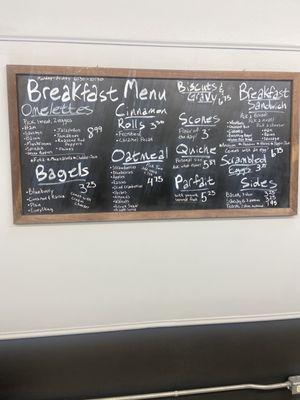 Breakfast menu