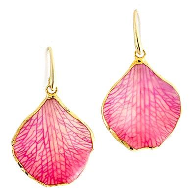 Pink orchid petal earrings