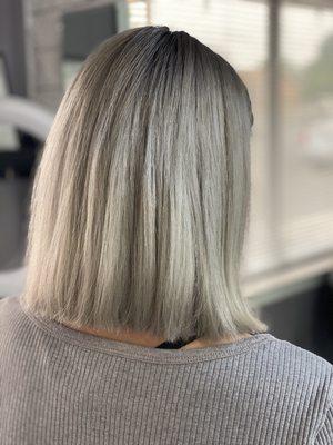 Full blonde with a shadow root By:Cynthia