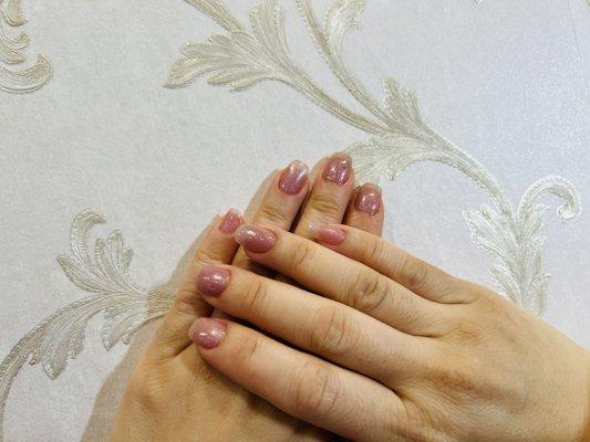 Gel manicure  glittery color