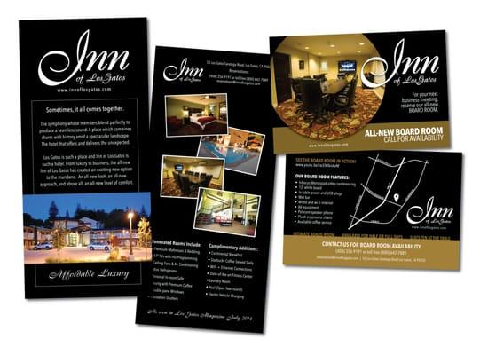 Rack cards and postcards for The Inn of Los Gatos