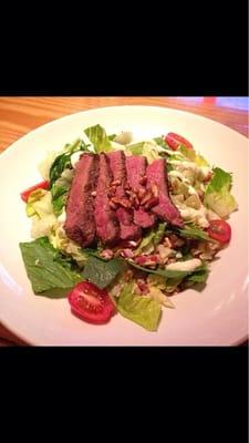 Steak salad. Cooked to order and the nuts added a nice touch!