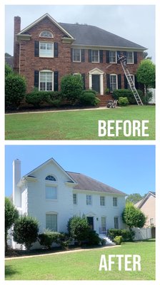 Exterior brick painting. Mineral paint.