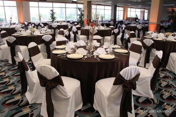 Wedding with covered chairs