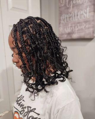 Boho knotless braids bob style