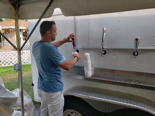 Fresh cold beer on tap