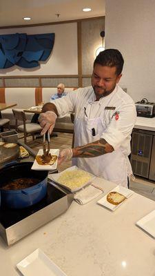 Executive Chef preparing his dishes.