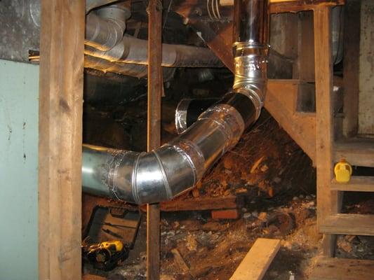 Installing furnace and duct work