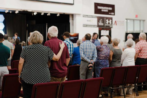 The school's gym becomes a house of worship!