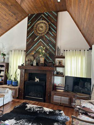 Finished fireplace and mantle, assembled by Dry Levee