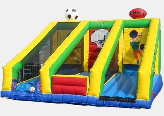 3 in 1 Sports Challenge This inflatable is a sports fanatics dream. It is a combination of football, soccer, and basket