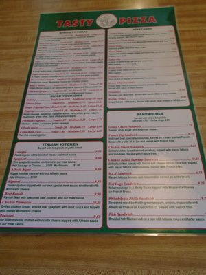 Front of the menu.