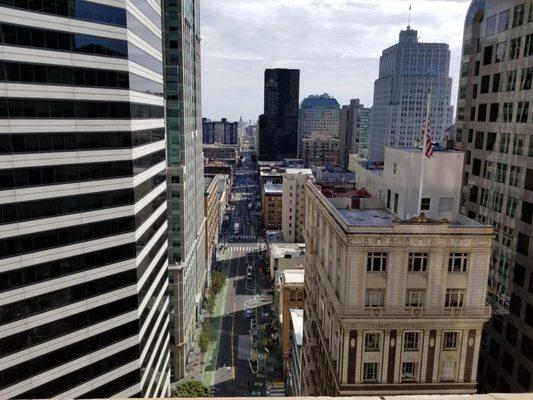 View from Hobart Building, looking across Market Street, down 2nd Street.