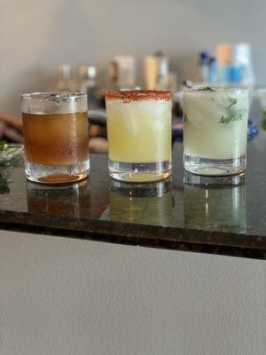 Old Fashioned, Spicy Margarita, Mojito