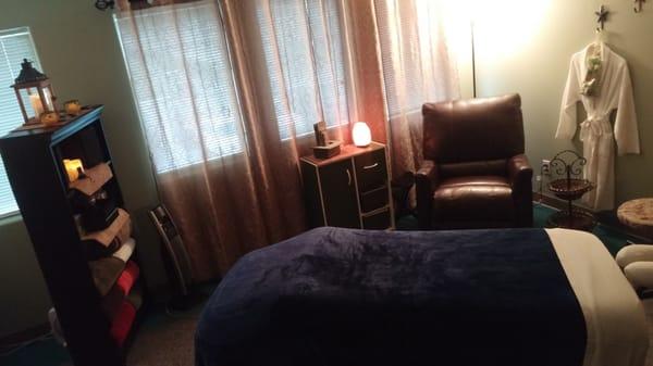 My new massage space.  You can book on line, too!!  Right now!  Click on my website and look for the Schedule Now button!