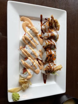 Spicy tuna roll, spider roll