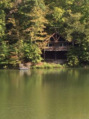 Cabin view from across the lake