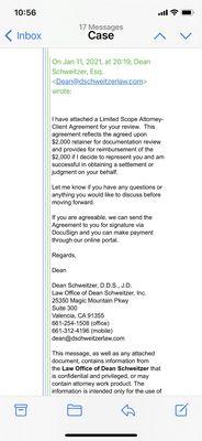 This attorney replied that he doesn't charge for initial consultation.  Well, here proof.