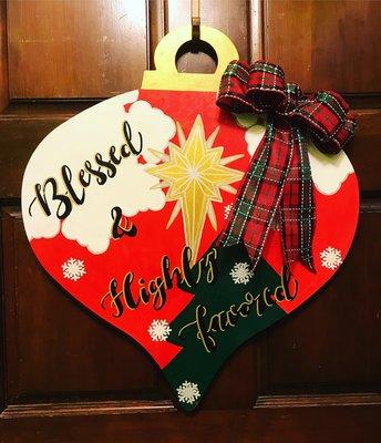 Large Hand-painted Christmas Ornament Door Hanger