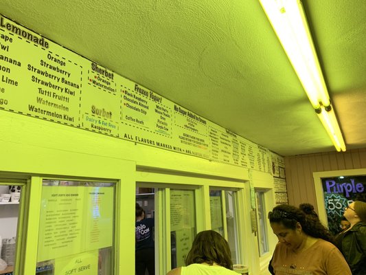 Menu inside the space