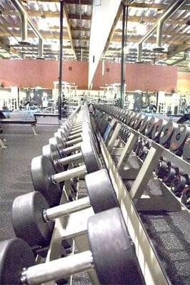 right wall of free weights...