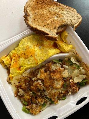 Veggie Omelet, Home Fries & Rye Toast