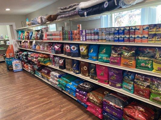 This is just one side of the wide assortment of pet food.