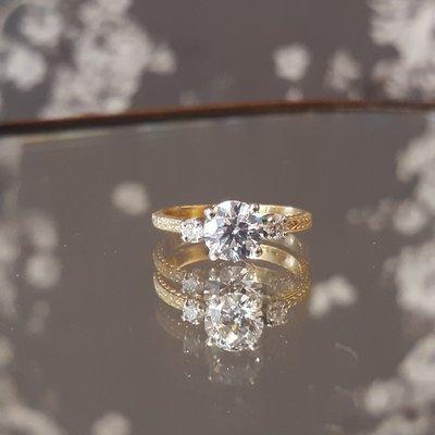 Rebekah Brooks Jewelry Wheat Band with Trio Diamond Engagement Ring