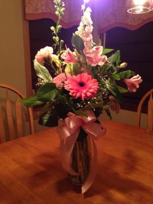 Beautiful pink flowers for my daughter's bday.