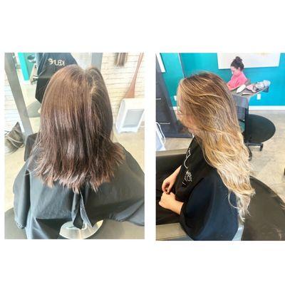 Hair extensions & custom color- before and after