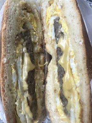 Sausage, Egg and Cheese on a Roll ($3.00)