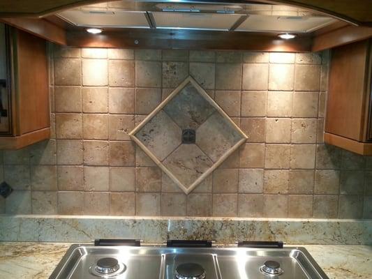 Travertine backsplash