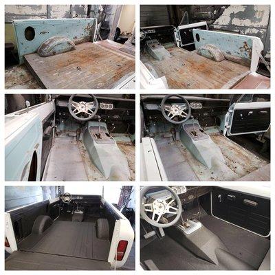 Before and after makeover of a 1973 International Scout.