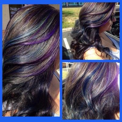 Hues of purples and blues to add some fun to her beautiful locks