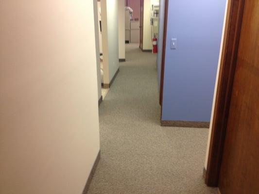 Dentist office. Carpet, LVT, and base.