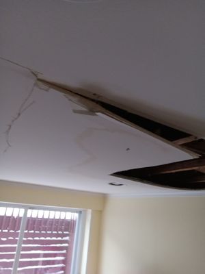 Water damaged  basement  ceiling