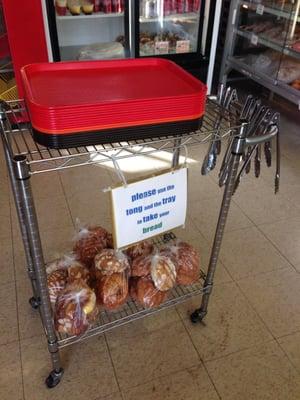 Come on in and grab your own tray and tongs! Take then both up to the counter to pay.