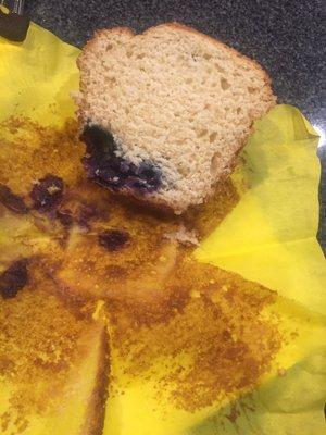 My muffin looking all sad with all of its very few blueberries it came with. Still delicious though!! Just wish it had blueberries.