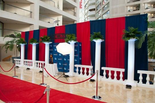 Capital One party at the Omni Hotel - fabric draping, columns