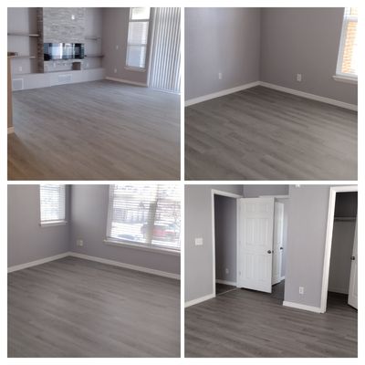 Painted ceilings walls,  installed the laminate flooring and baseboard trim.