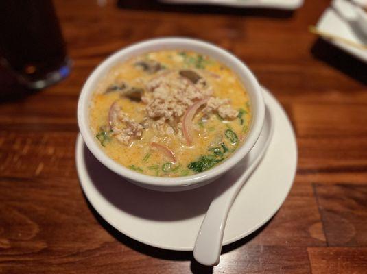 Tom Kah soup with ground chicken