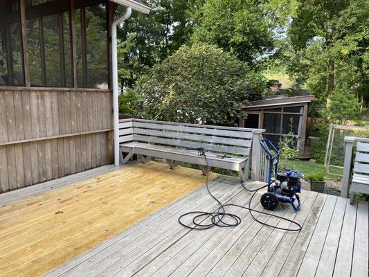 Pressure wash deck.