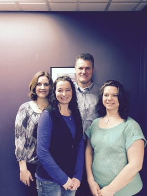 Dr. Dorothy Saunders (chiropractor & acupuncturist), Tamara MT, Dr. Dean Saunders (chiropractor), Angie MT -from left to right