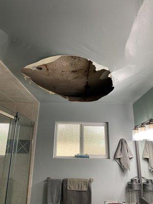 Ceiling collapse from roof leak