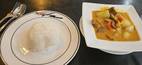 Yellow curry with Jasmine rice!