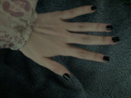 Super short black nails