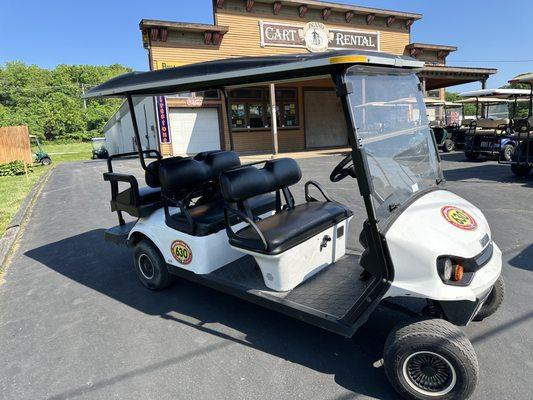 6 passenger golf carts are available at each of our 2 convenient locations.