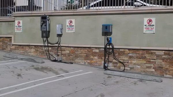 New era. Electric car charging stations.